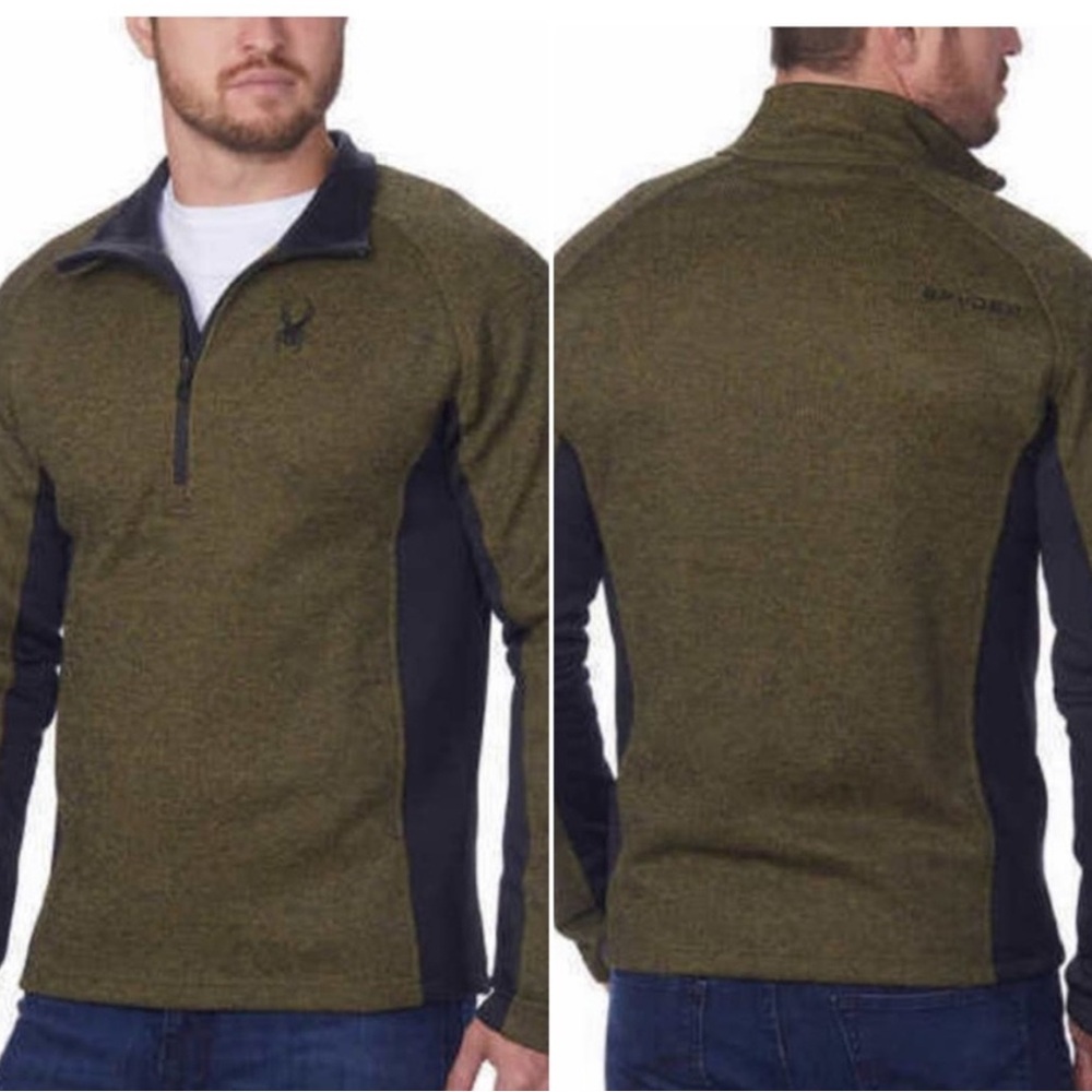 Spyder Men's Olive Green Black
Quarter-Zip Fleece Lined Pullover Shirt
Jacket M